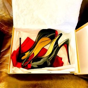 Christian Louboutin “Private Number” peep toe sling back pumps. EU 38.5